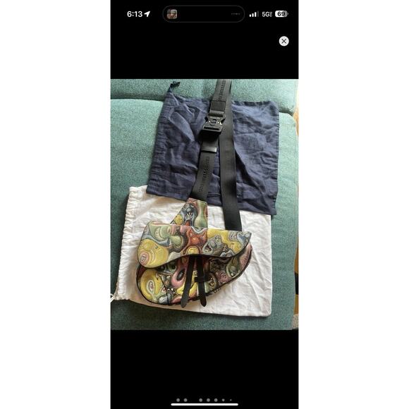 Christian Dior Kenny Scharf Saddle Crossbody Bag Jacquard - Picture 1 of 14